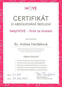 Certifikát o absolvování školení babyMOVE – Krok za krokem